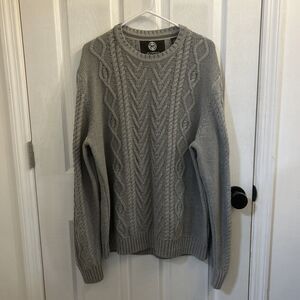 NWOT WP Weatherproof Men's Cable Knit Sweater, Size Large, Light Grey